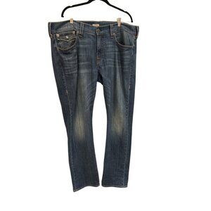True Religion Men's Size 38 Ricky Relaxed Strait Made In USA Thick Stitch Preown